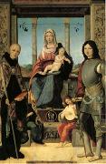Francesco Marmitta The Virgin and Child with Saints Benedict and Quentin and Two Angels (mk05) oil on canvas